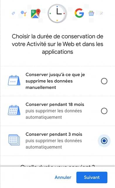 google supression automatique 