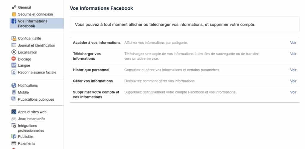 facebook historique