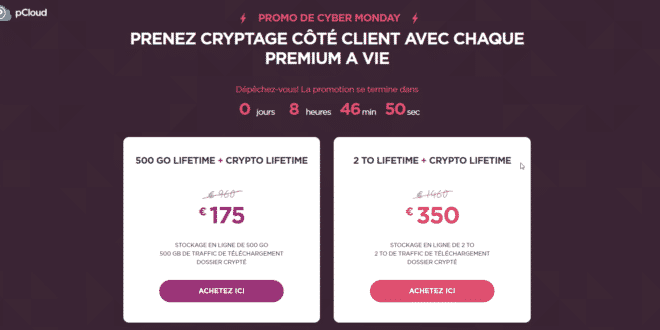 détails de l'offre de pcloud pour le cyber monday