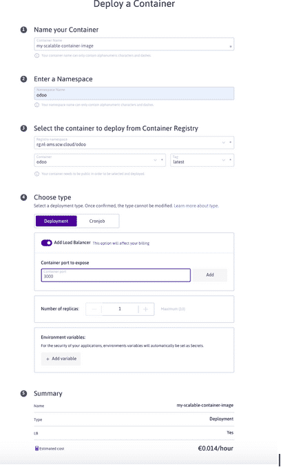 scaleway easy deploy 