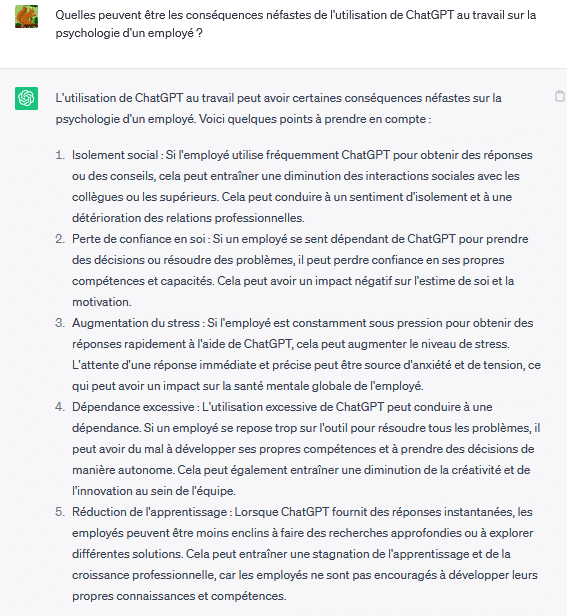 chatgpt conséquences travail mental