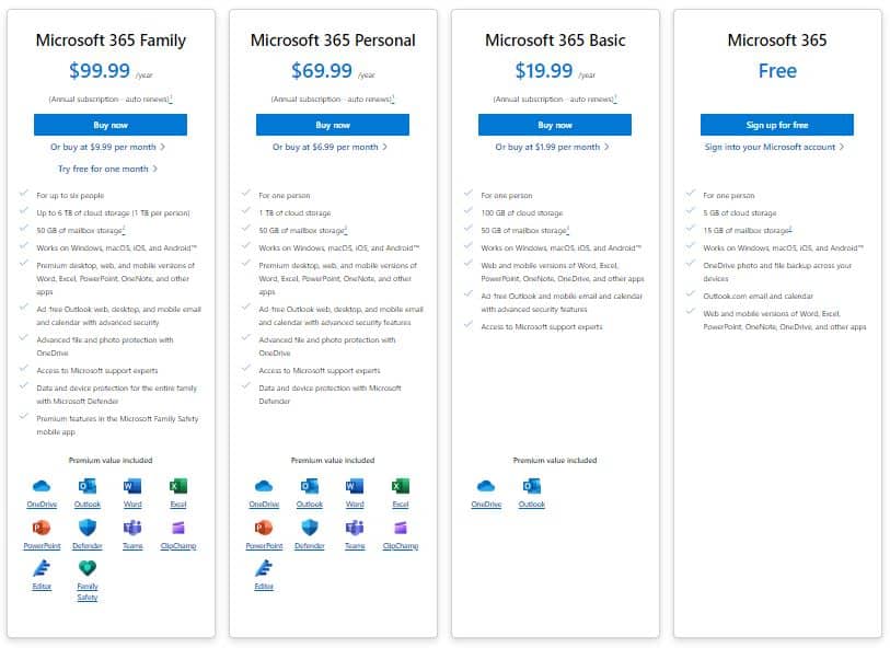 Pack onedrive