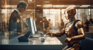 Un robot alimenté par l'IA travaillant dans la finance