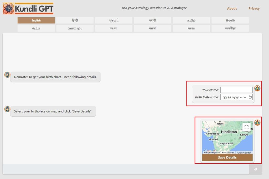 kundli gpt interface