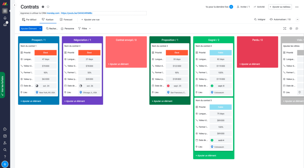 un aperçu de l'interface de Monday