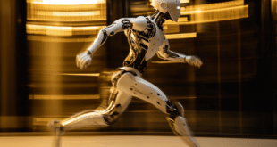 Photo d'un robot humanoïde qui court très vite