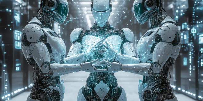 3 robots qui se connectent entre eux