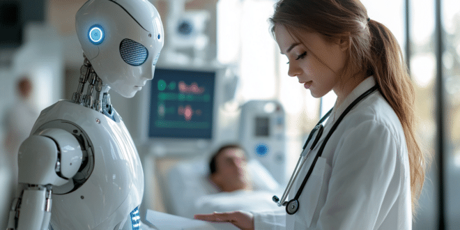 Un médecin travaillant avec une IA