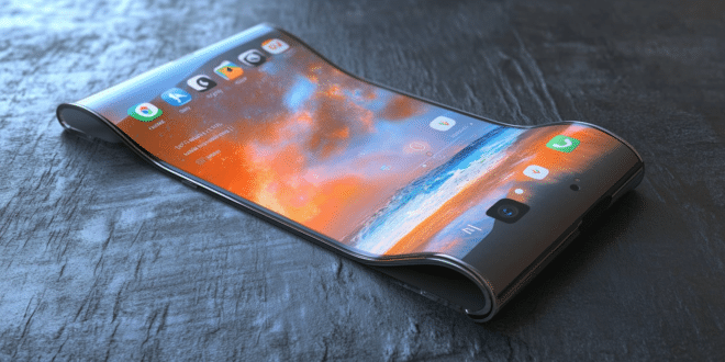Un smartphone avec un écran Samsung flexible.