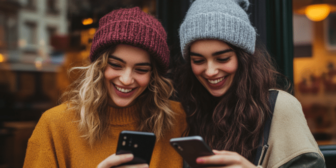 des femmes avec les sourires aux visages avec leur pixel 9a avec l'IA Gemini à la main