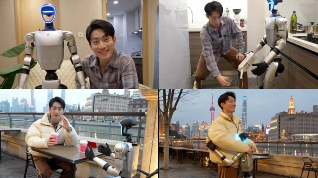 L'influenceur chinois avec le robot humanoïde G1