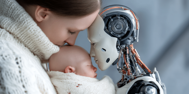 Une famille avec un Papa robot