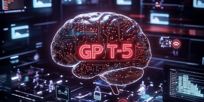 Un cerveau numérique avec le tag "GPT-5"