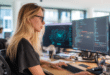 Une développeuse en train de coder en local