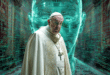 Le pape François devant un hologramme de l'IA