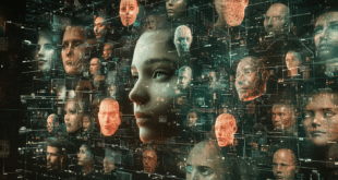 Une interface d'IA remplit de divers visages humains