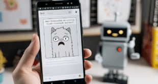 Un téléphone avec Gboard ouvert, affichant un générateur de mèmes IA Google