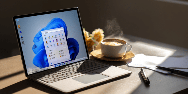Un laptop avec une interface de windows 11