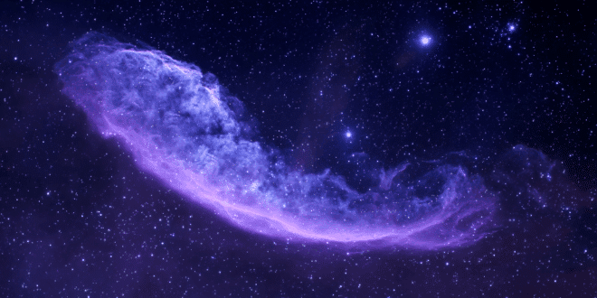 Un nuage brillant dans un ciel étoilé