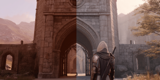 une scène emblématique de The Elder Scrolls IV Oblivion dans son style graphique d’origine