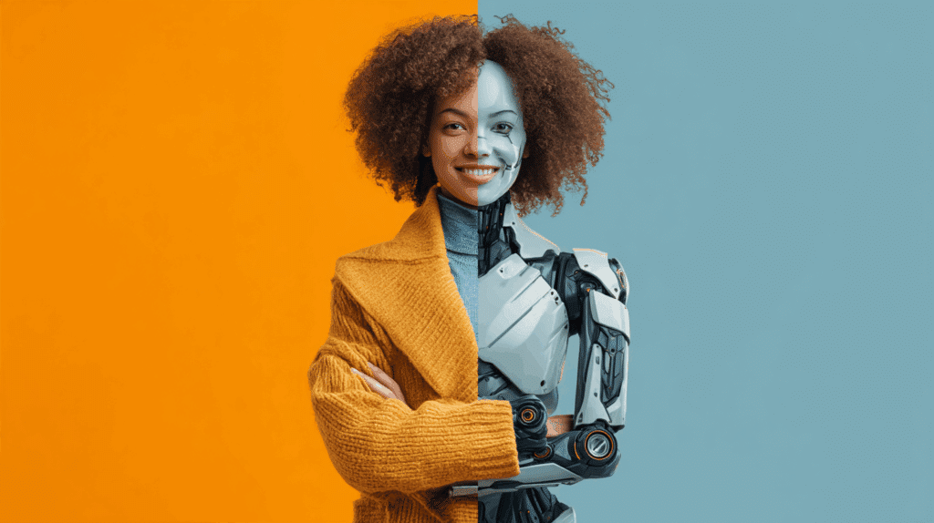 Une femme mi-robot IA mi-himaine