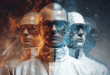 photo futuriste de 3 scientifiques