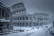 La ville de Rome sous la neige
