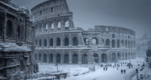 La ville de Rome sous la neige