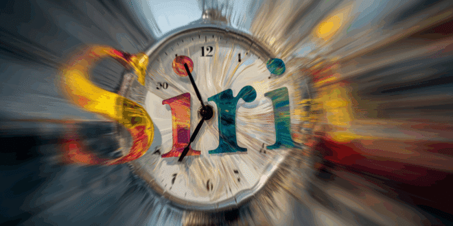 Une horloge avec le mot Siri pour illustrer le retard de Siri