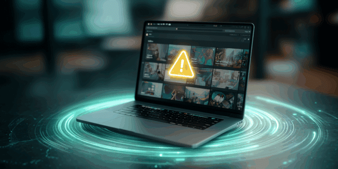 Des vidéos sur un PC avec une icône d'avertissement