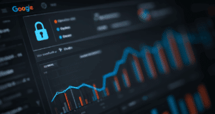 Une interface de Google Search Console affichée sur un écran d’ordinateur, avec un graphique de performance