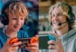 Deux joueurs en pleine discussion sur GameChat, Switch 2 aux mains