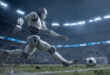 Un robot courant après un ballon