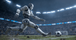 Un robot courant après un ballon