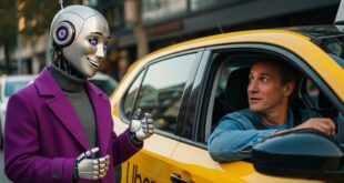 Un robot en train de parler au chauffeur d'un Uber