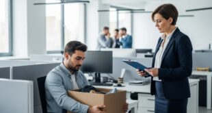 Scène de licenciement pour illustrer la perte d'emploi liée à l'IA