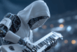 Un robot humanoïde joue du rock.