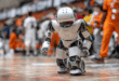 un robots qui s'entraine pour les jeux Olympiques des Robots.
