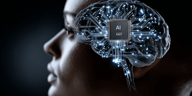 Une personne avec le cerveau dotée une puce électronique