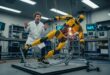 un chercheur regardant un robot tomber