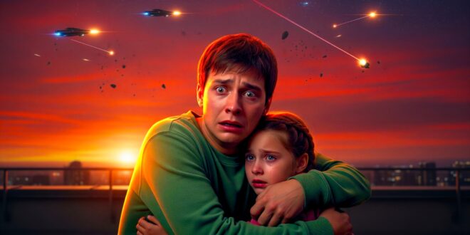 Un jeune homme mort de peur câlinant sa frangine