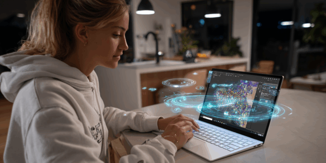 jeune femme tester les IA via le programme Windows AI Lab.