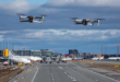 Drones qui volent le ciel de l'aéroport de Copenhague