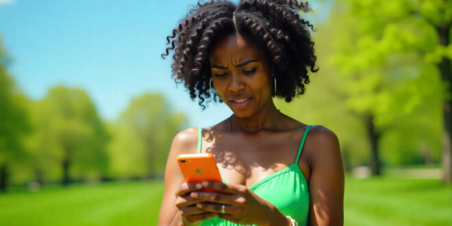 une femme regardant son iPhone