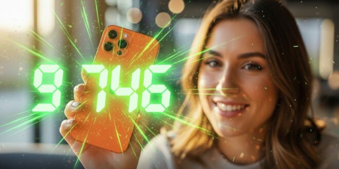 une phone montrant un iPhone avec le score benchmark