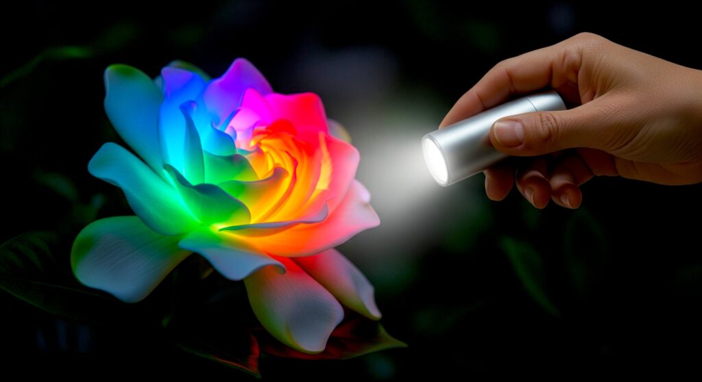 une fleur exposée au LED