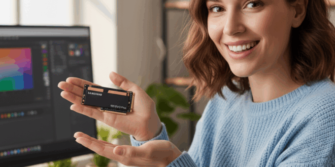 une femme très heureuse avec une SSD