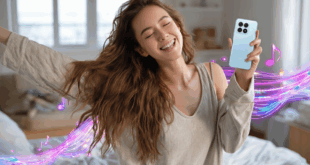 Une femme écoutant de la musique fort