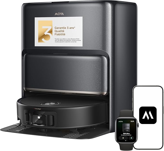 Le robot aspirateur-laveur MOVA Z60 URC sur fond blanc