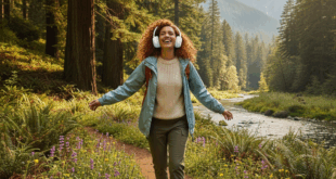 une femme dans la nature avec une casque Beats Studio